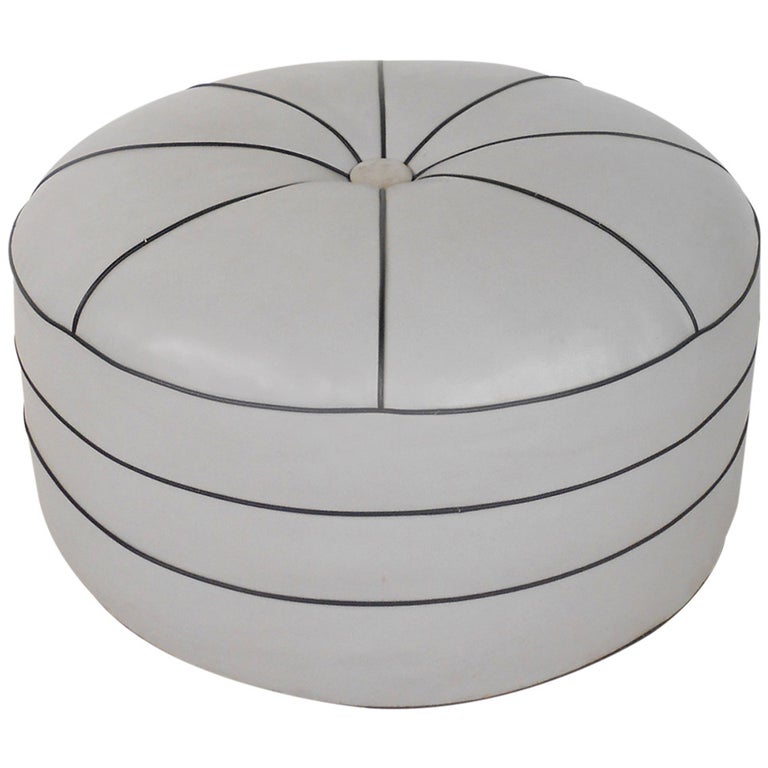 Unique Vintage Vinyl Pouf / Ottoman at 1stDibs