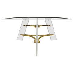 Mid-Century Lucite and Brass Base Coffee Table by Charles Hollis Jones 4