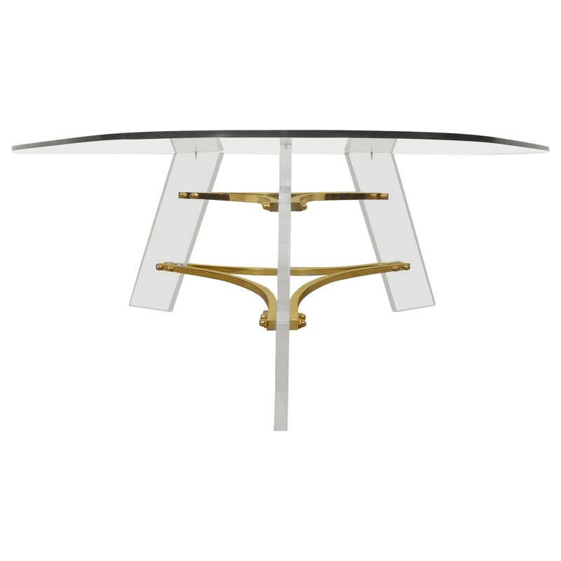 Brass Curved X Base Coffee Table at 1stdibs