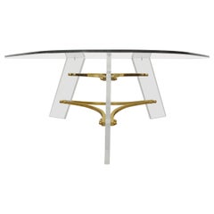 Mid-Century Lucite and Brass Base Coffee Table by Charles Hollis Jones