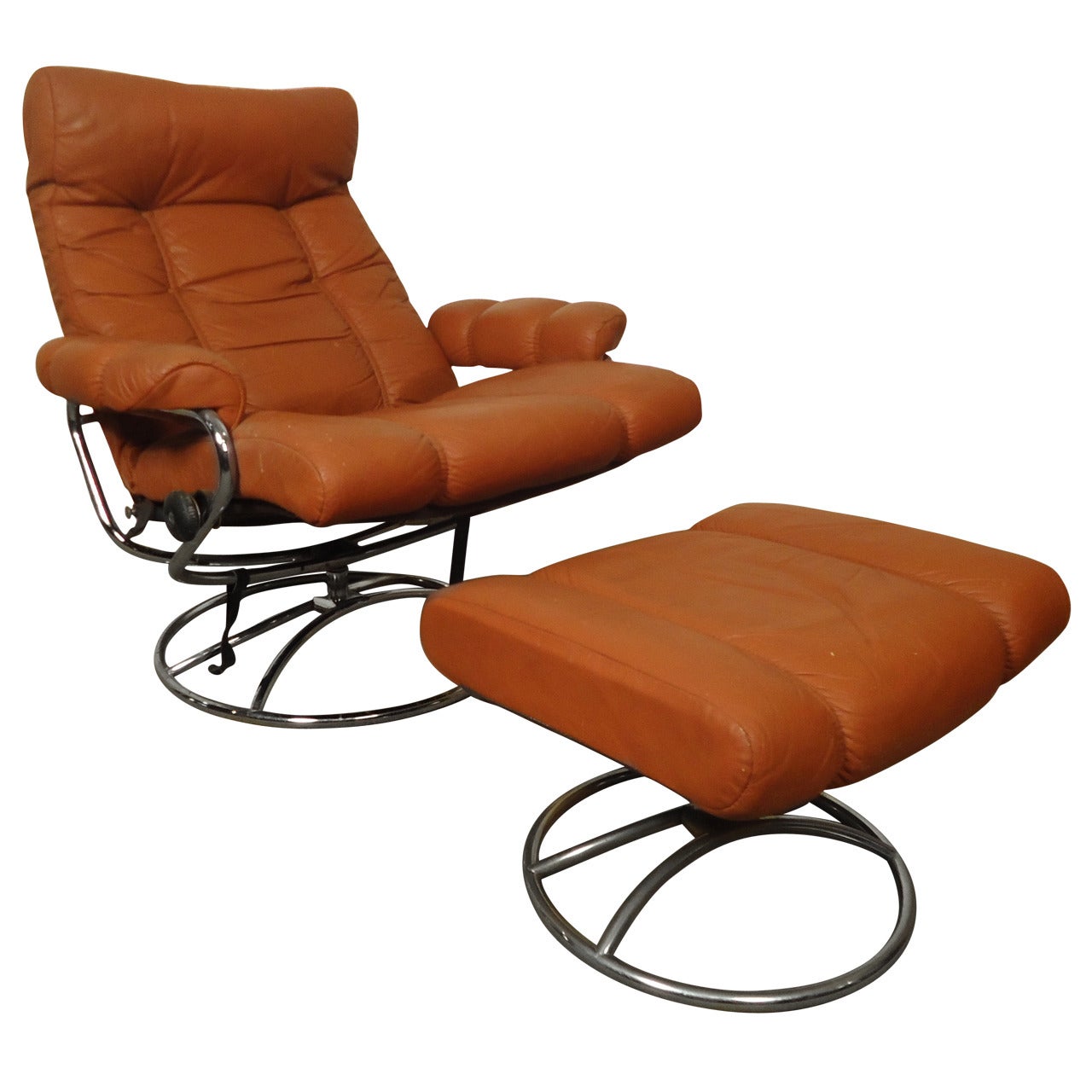 Mid-Century Reclining Chair and Ottoman by Ekornes Stressless