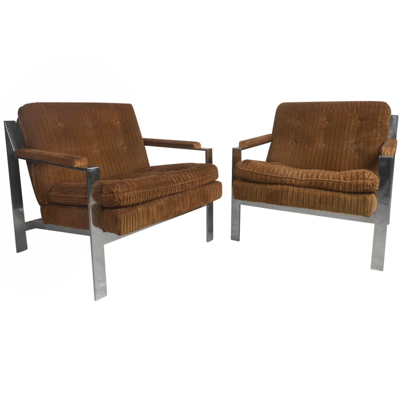 Vintage Modern Chrome Lounge Chairs by Cy Mann