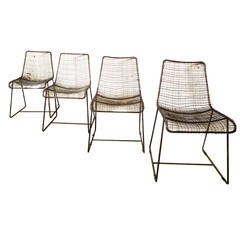 Set of Woodard Style Mesh Metal Chairs 5