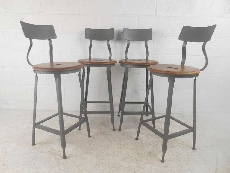 American PAIR - Industrial Counter Stools