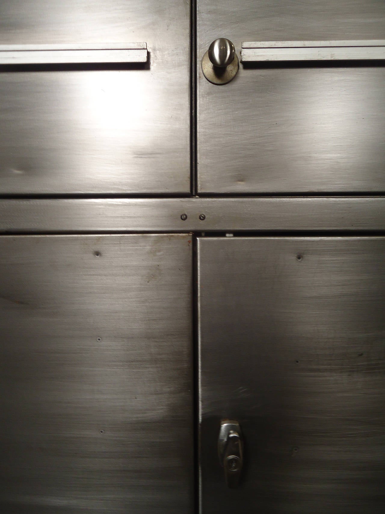 Four-Door Industrial Cabinet on Castors In Distressed Condition In Brooklyn, NY