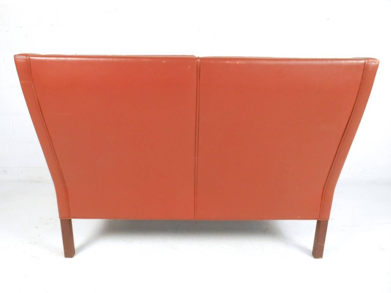 Mid-Century Modern Vintage Modern Borge Mogensen Leather Loveseat Sofa