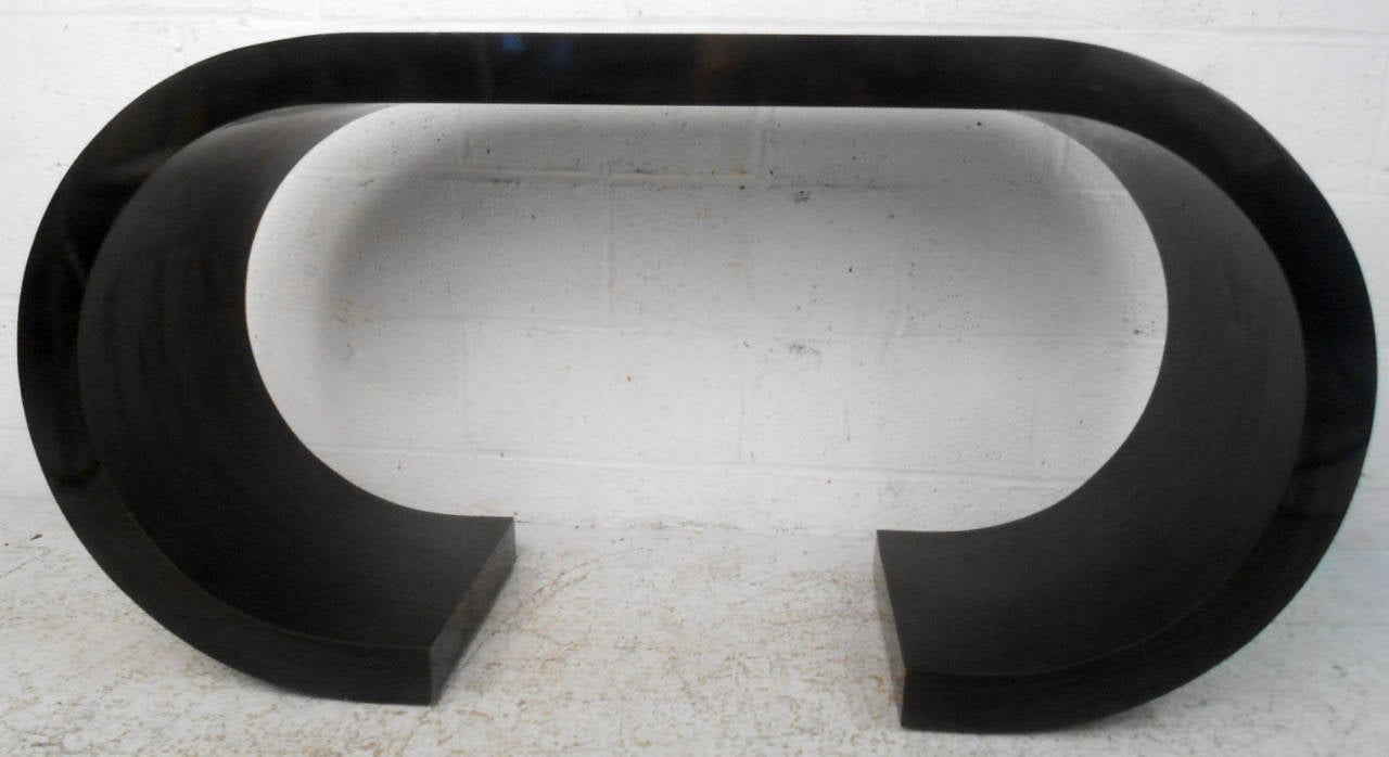 Mid-20th Century Mid-Century Black Waterfall Style Console Table by Karl Springer