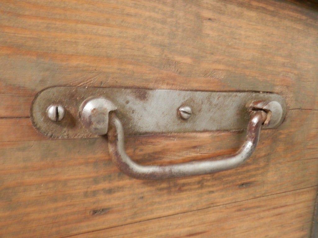 Mid-20th Century Industrial Metal Oak Ammo Trunk