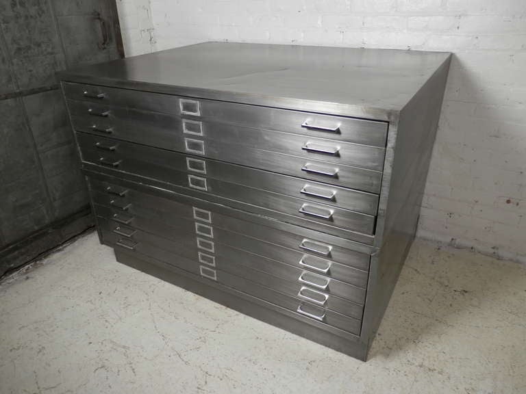 American Industrial Metal Double Stack Flat File Cabinet