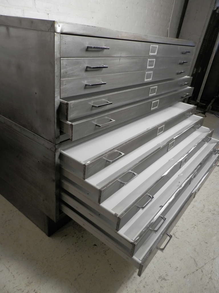 Industrial Metal Double Stack Flat File Cabinet 3