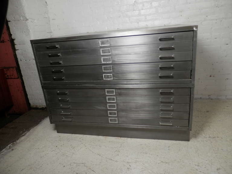 Industrial Metal Double Stack Flat File Cabinet 5