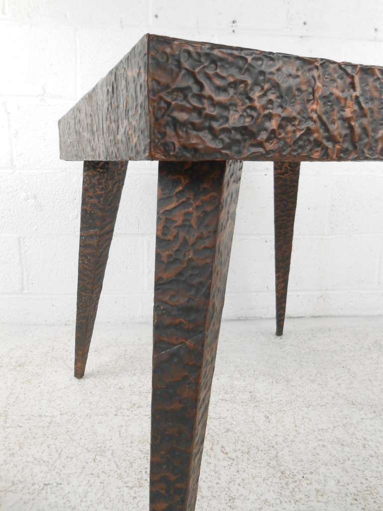 Mid-20th Century Mid-Century Modern Textured Metal Side Table