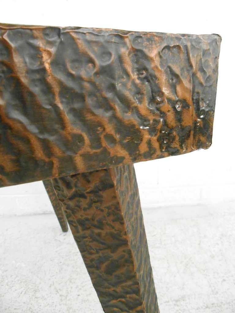 Mid-Century Modern Textured Metal Side Table 2