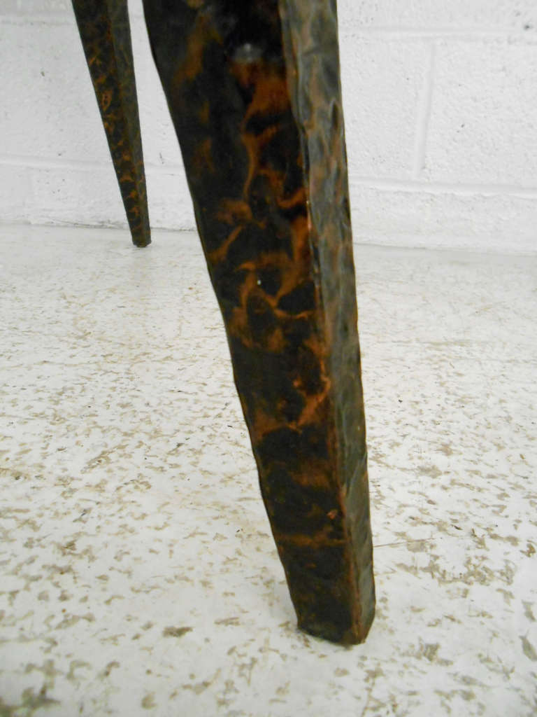 Mid-Century Modern Textured Metal Side Table 3