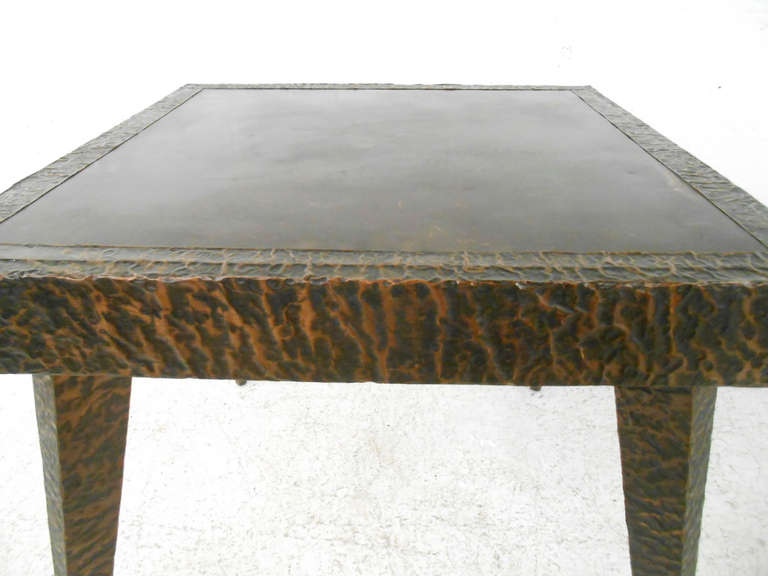 American Mid-Century Modern Textured Metal Side Table