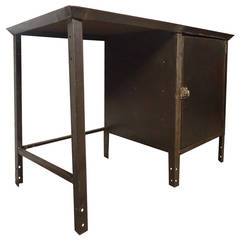 Unusual Industrial Metal Desk with Storage