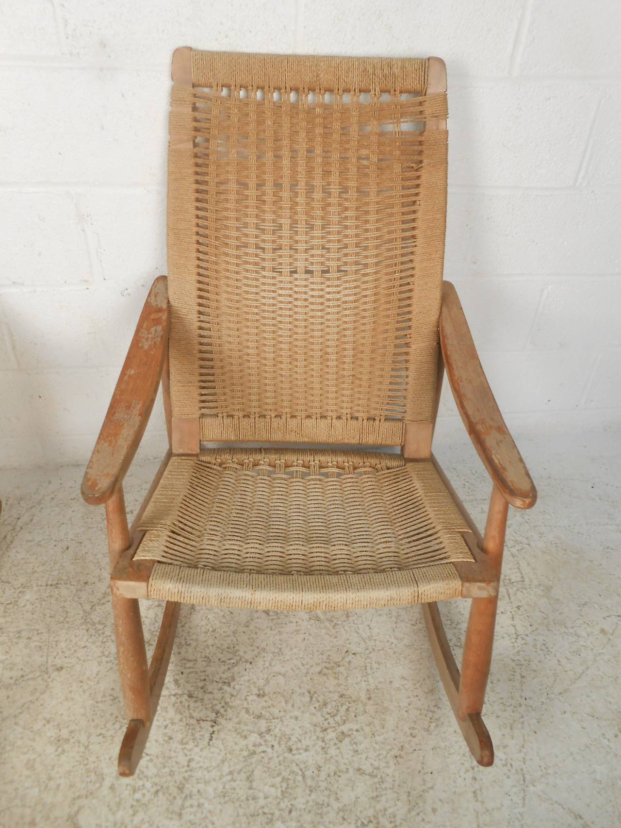 Pair of Vintage Rope Seat Rocking Chairs For Sale at 1stDibs | rope ...