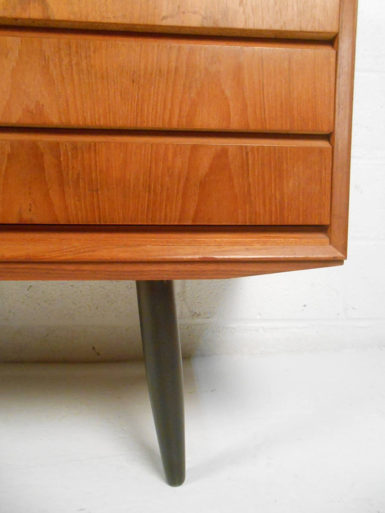 Tall Scandinavian Modern Danish Teak Sideboard In Good Condition In Brooklyn, NY