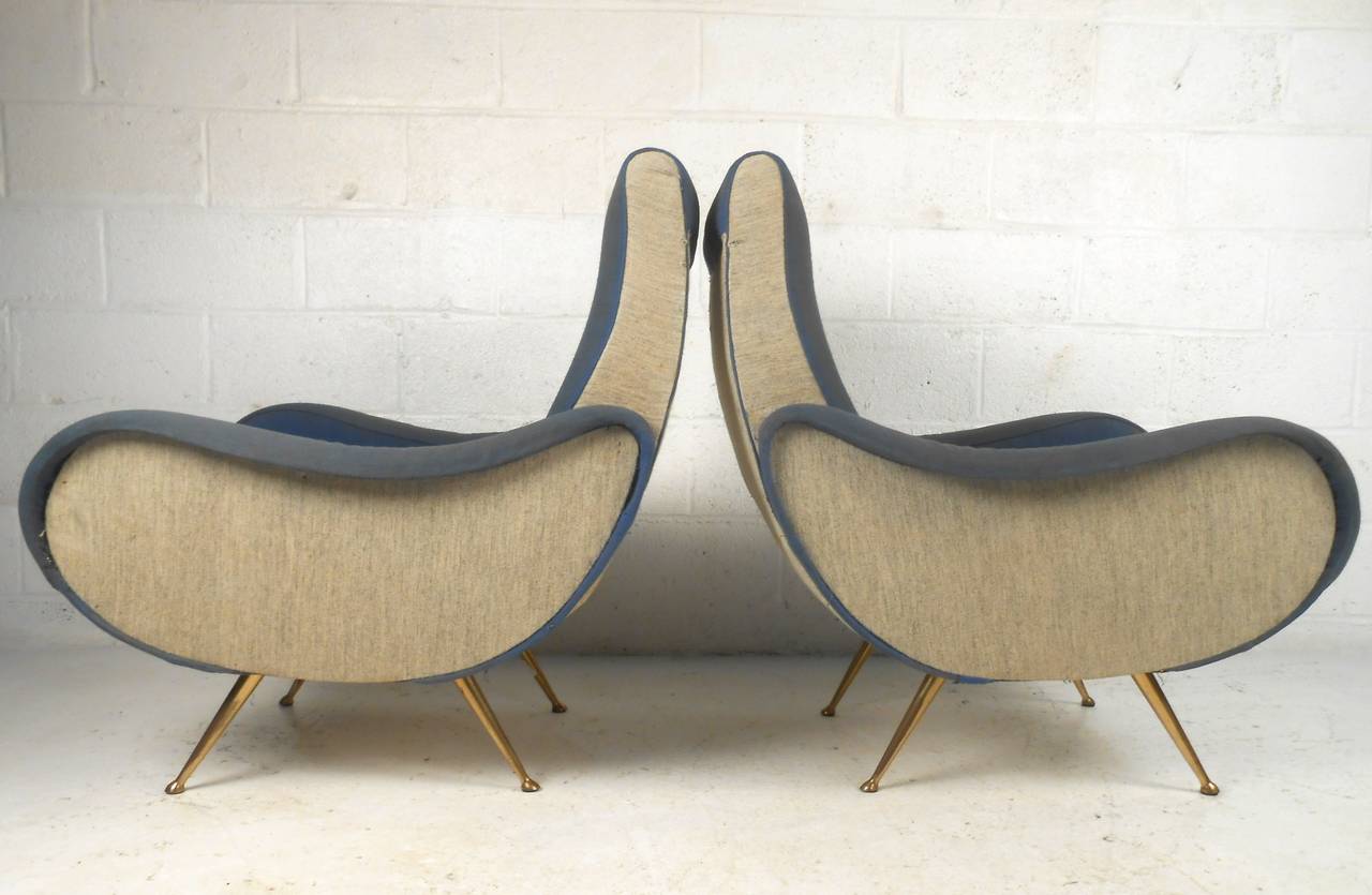 Pair of Mid-Century Modern Italian Chairs in the Style of Marco Zanuso In Good Condition In Brooklyn, NY