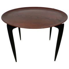 Fritz Hansen Vintage Danish Modern Side Table w/ Teak Tray