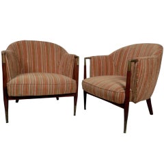 Beautiful Vintage Round Back Upholstered Club Chairs