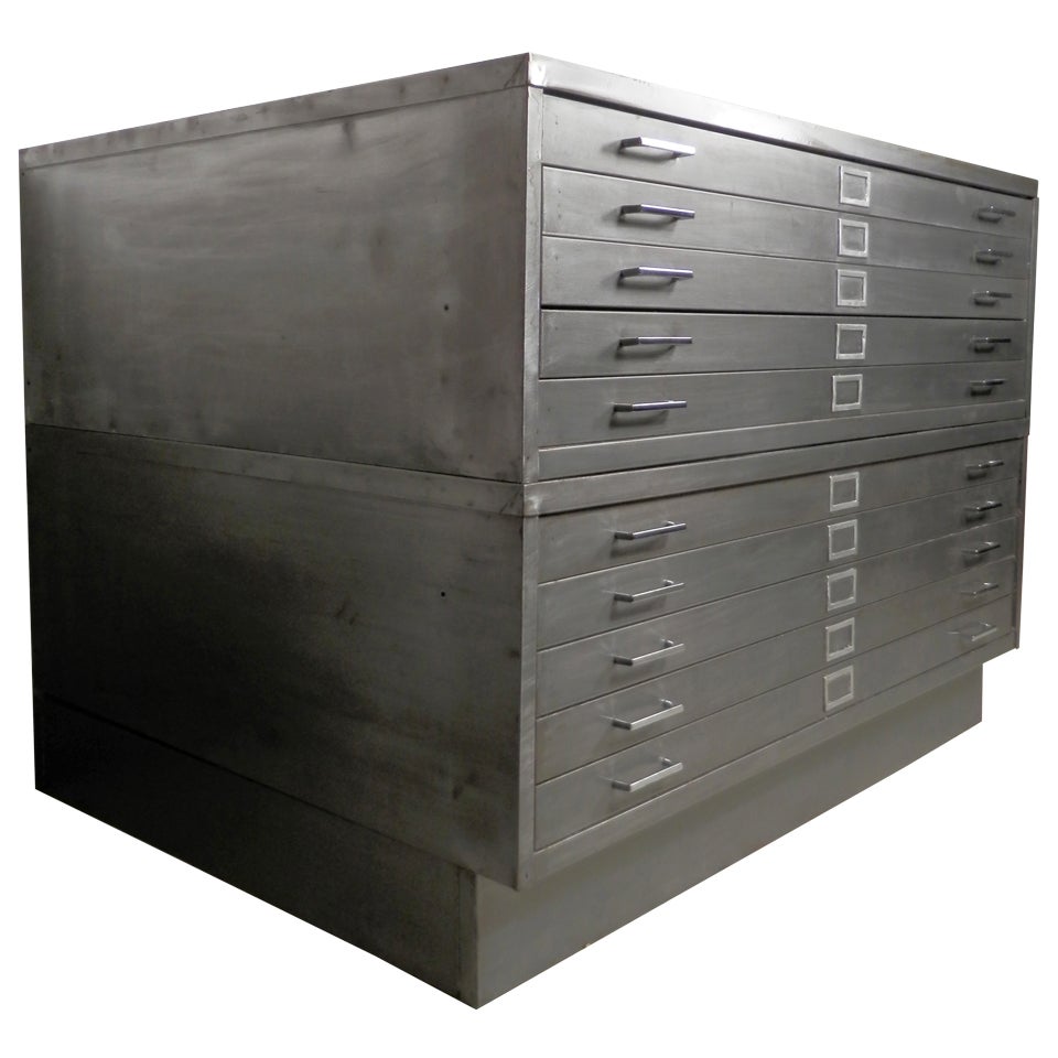 Industrial Metal Double Stack Flat File Cabinet