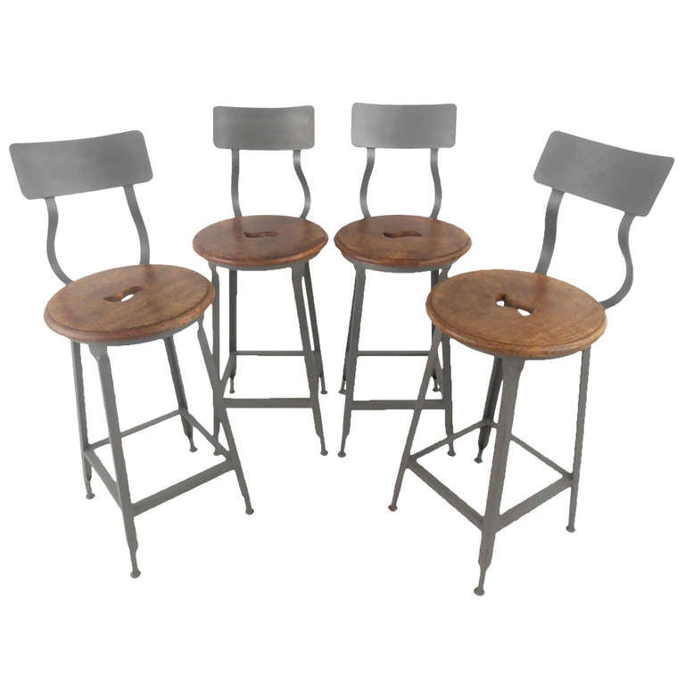 PAIR Industrial Counter Stools at 1stdibs