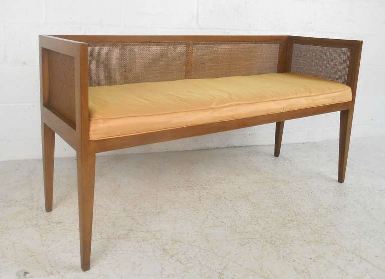 mid century cane bench