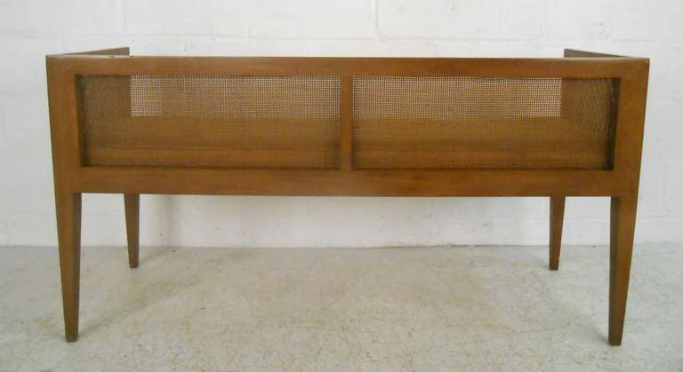 mid century bench with back