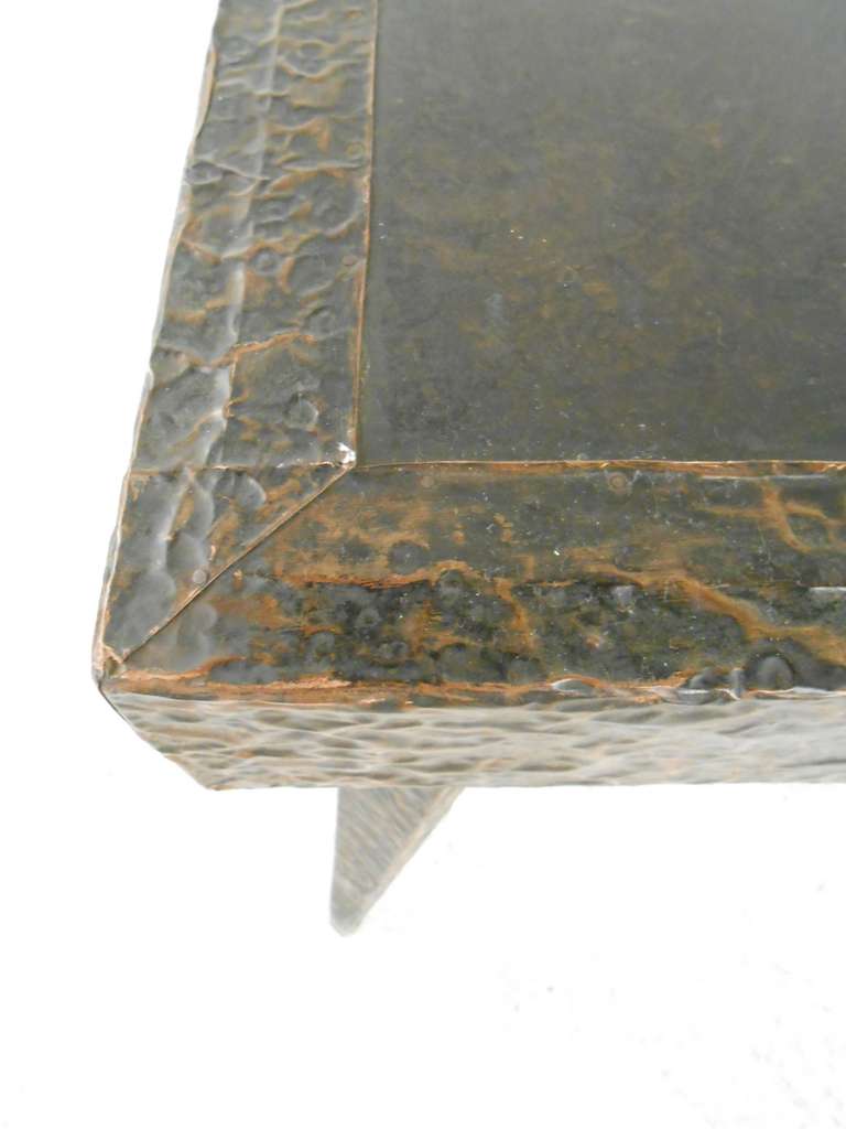 Mid-Century Modern Textured Metal Side Table 1