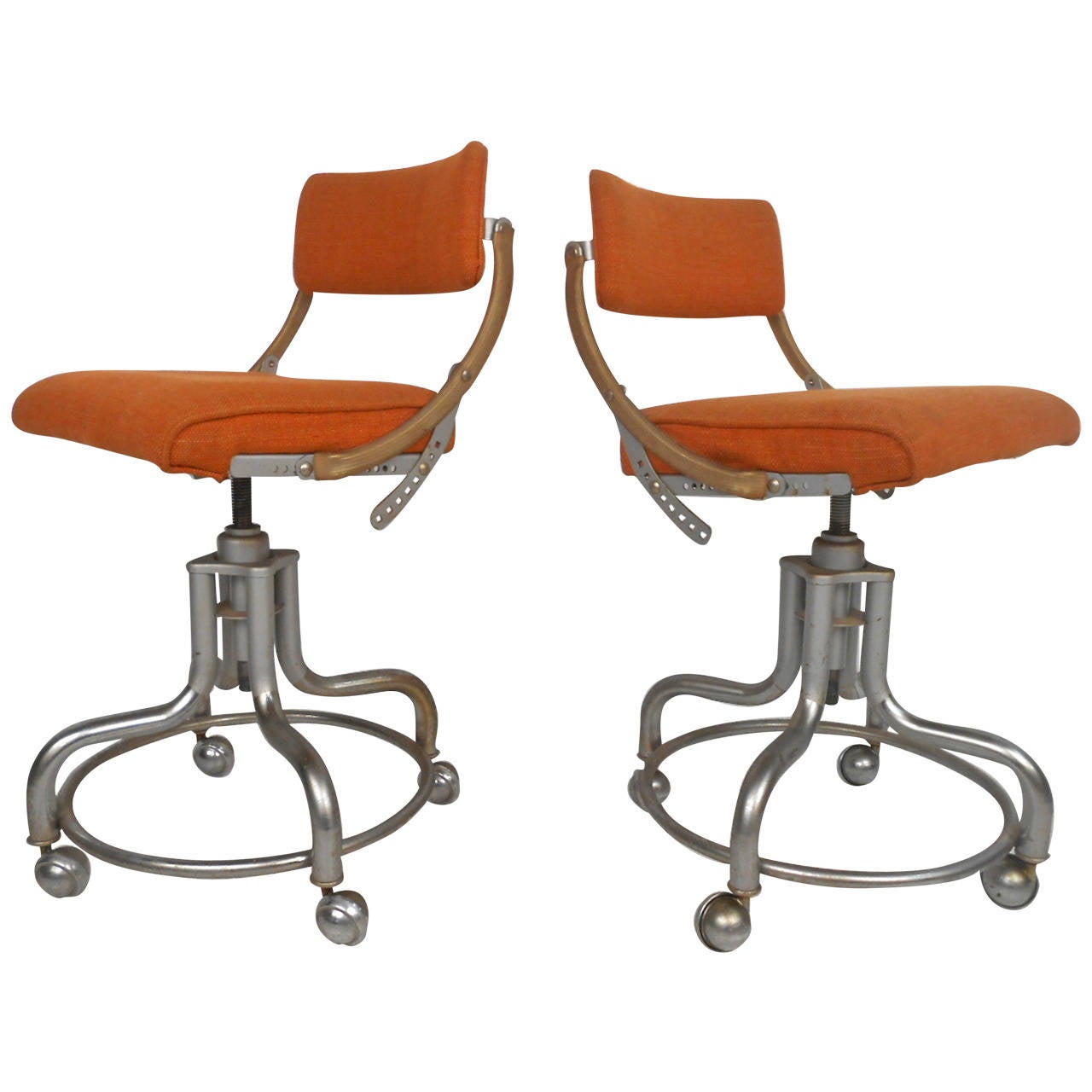 Pair of Midcentury Rolling Chairs by Domore For Sale at 1stdibs