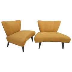 Pair of Vintage Modern Slipper Chairs by Kroehler