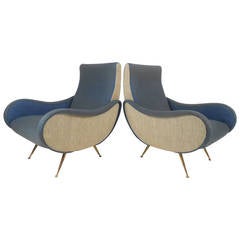Pair of Mid-Century Modern Italian Chairs in the Style of Marco Zanuso