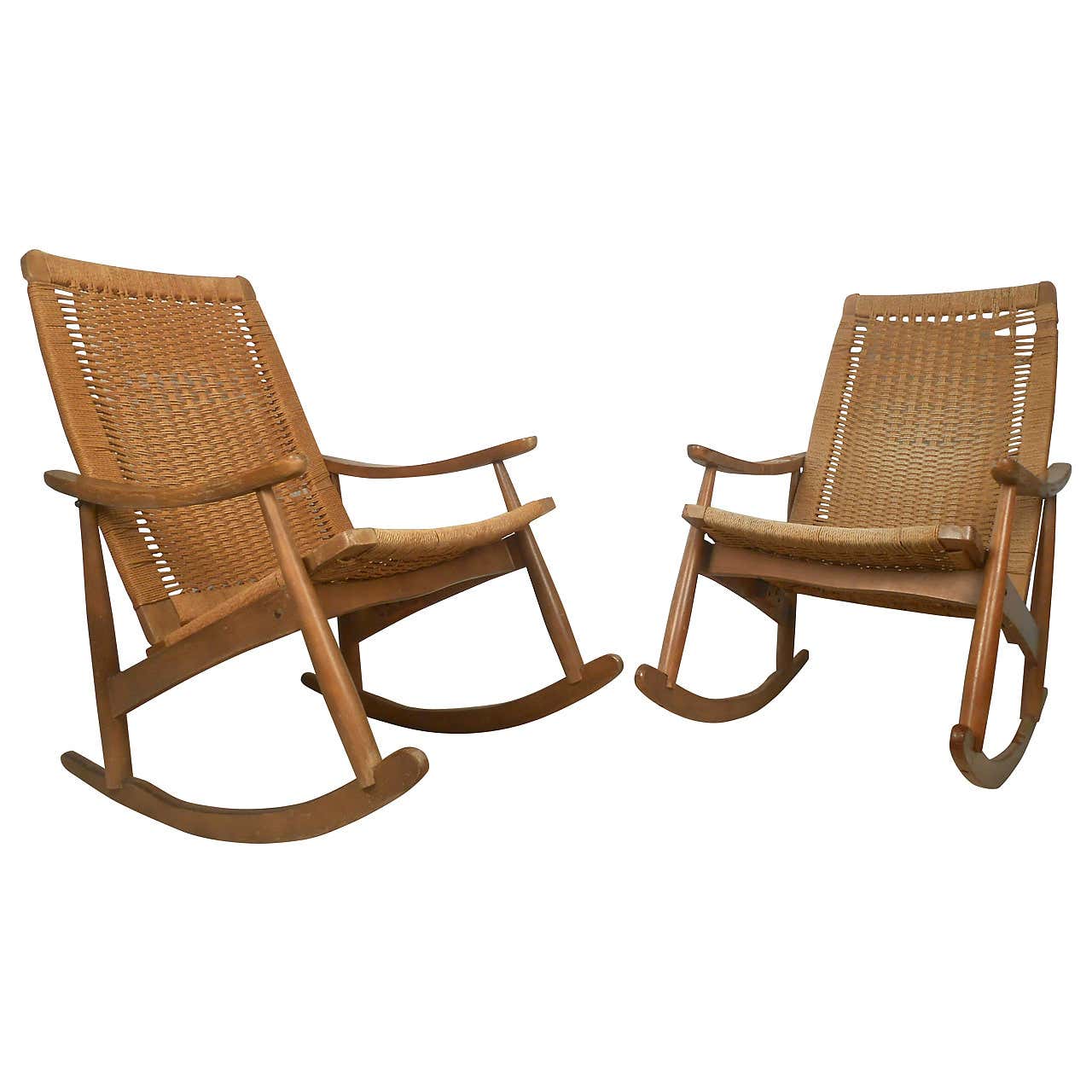 Pair of Vintage Rope Seat Rocking Chairs For Sale at 1stDibs | rope ...