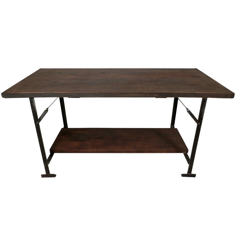 Cast Iron Industrial Wood Top Table