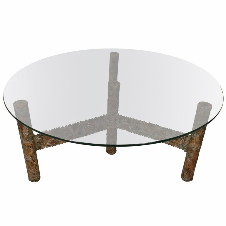 Round Glass Top Coffee Table by Silas Seandel For Sale
