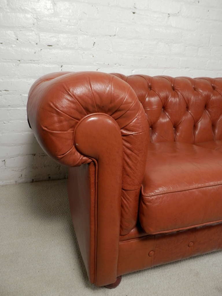 Tan MidCentury Chesterfield Tufted Sofa at 1stDibs