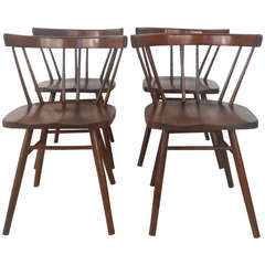 Set of Four Mid Century Modern American Windsor Style Chairs