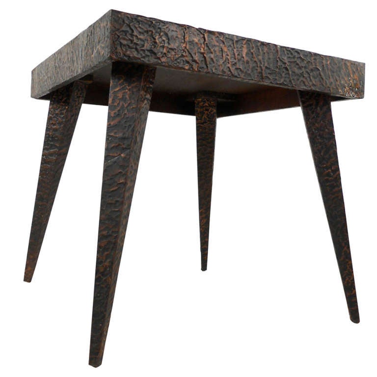MidCentury Modern Textured Metal Side Table at 1stdibs