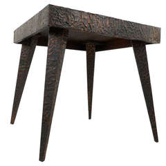 Mid-Century Modern Textured Metal Side Table