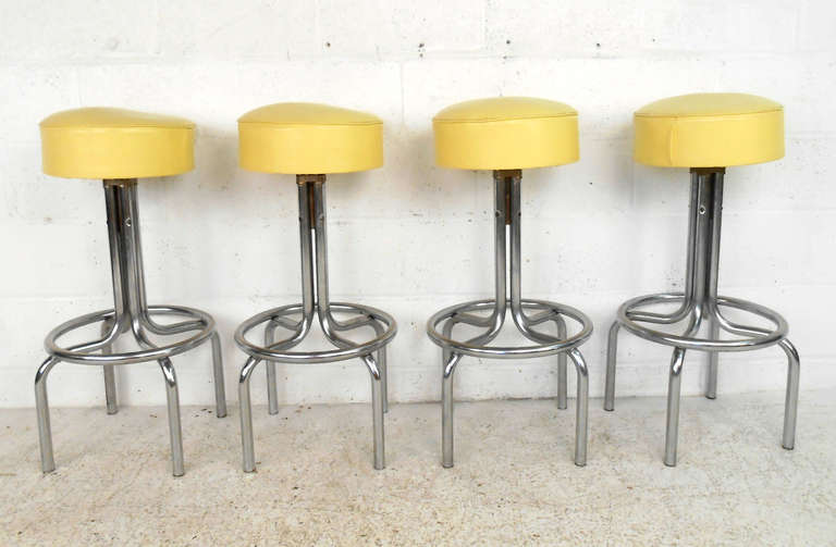 Set of Vintage MidCentury Modern Vinyl and Chrome Counter Bar Stools