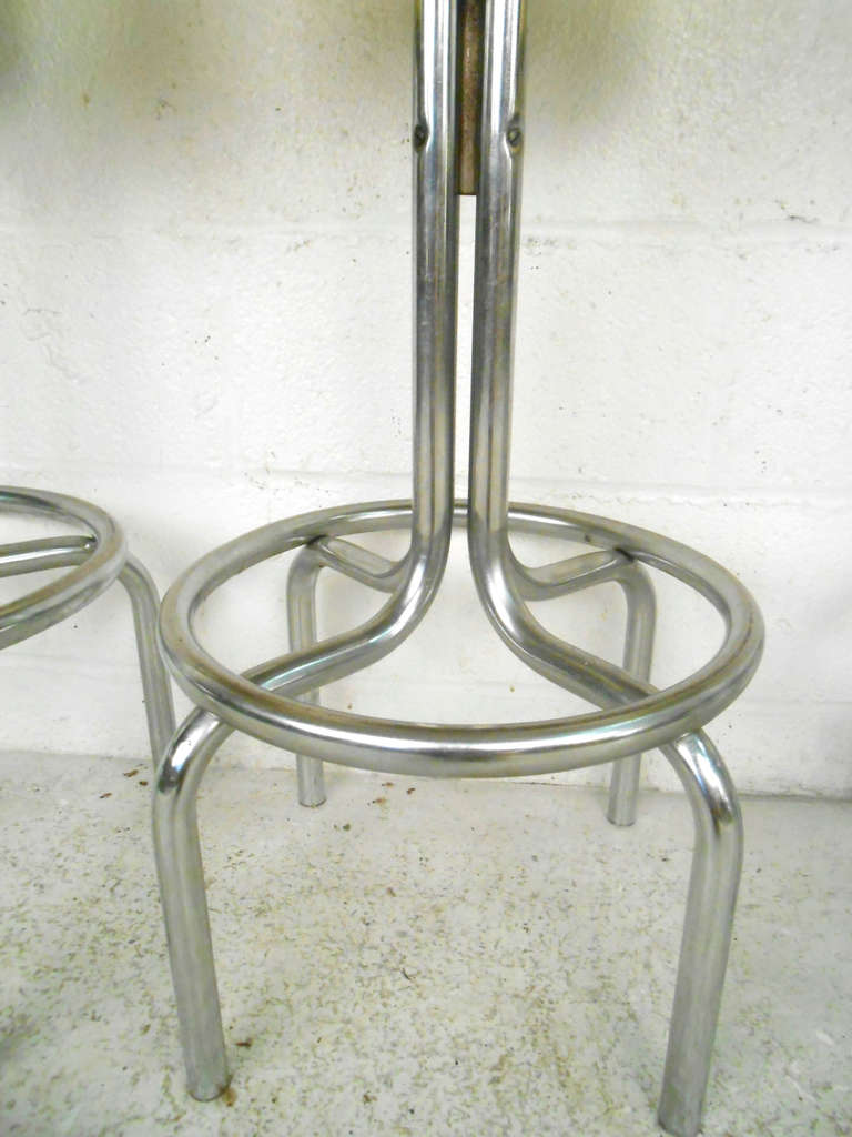 Set of Vintage MidCentury Modern Vinyl and Chrome Counter Bar Stools