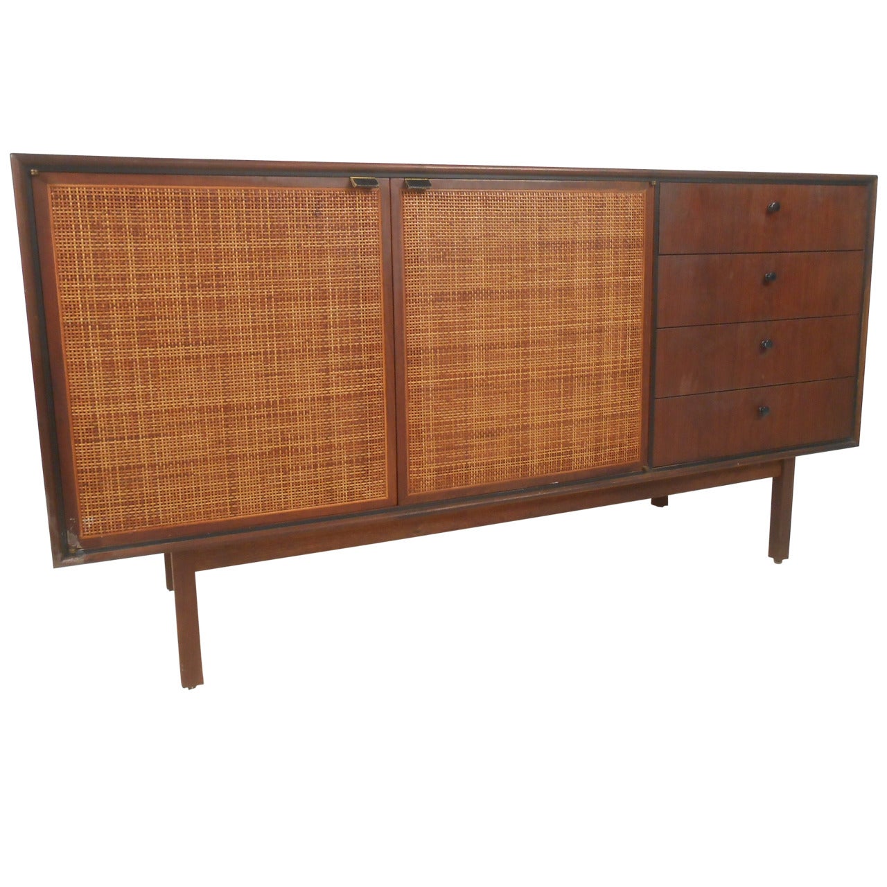 Mid-Century Modern Cane-Front Credenza in the style of Jack Cartwright