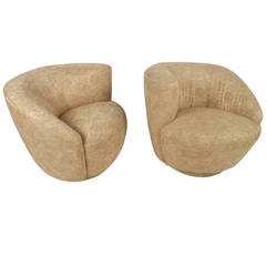 Pair of Mid-Century Modern Vladimir Kagan Style Corkscrew Swivel Chairs 3
