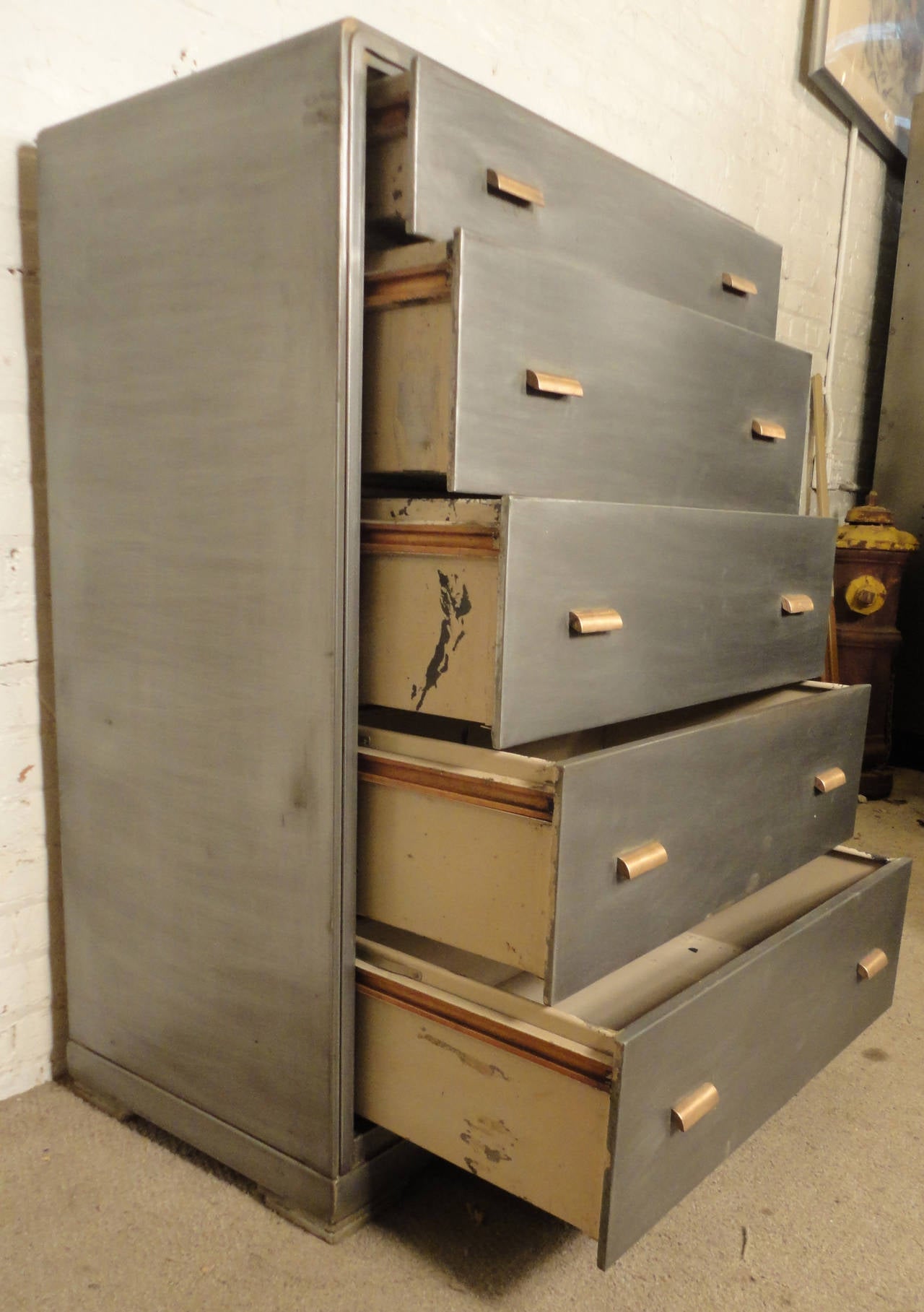 American Mid-Century Tall Metal Dresser by Simmons
