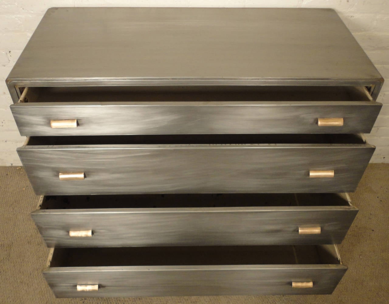 Industrial Mid-Century Four-Drawer Metal Dresser by Simmons