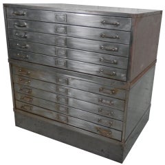 Vintage Industrial Metal Flat File Cabinet