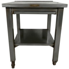 Industrial Metal Work Table w/ Sliding Shelf On Casters