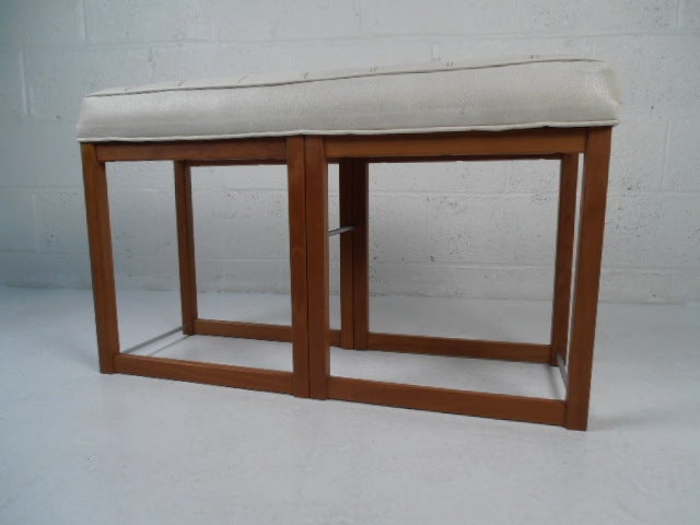 Teak Upholstered Bench