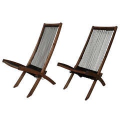 Pair Of Designer Collapsible Rope Chairs